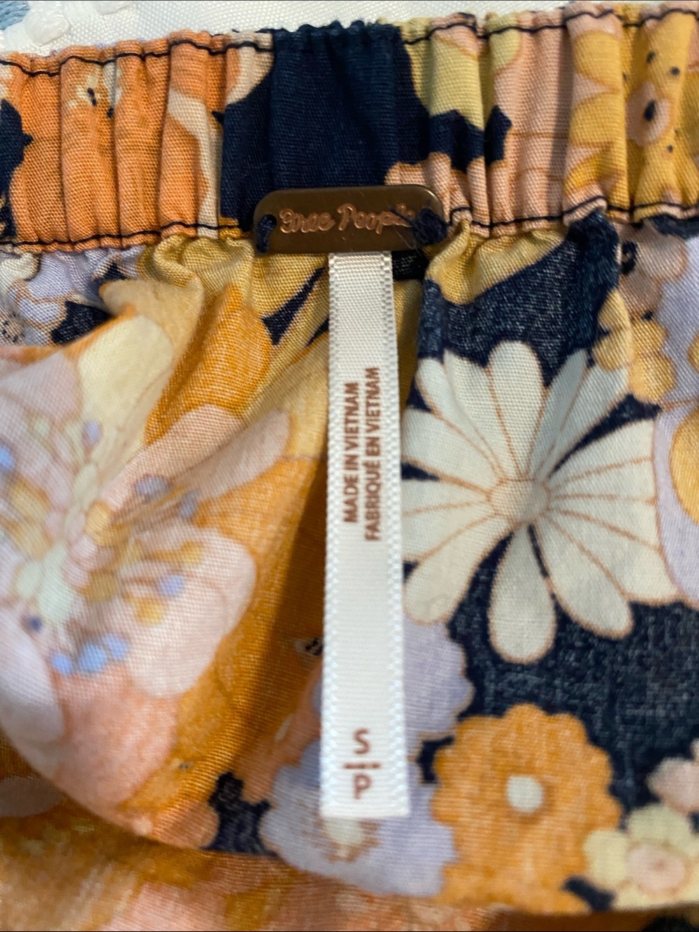 Free People Navy Floral Maxi Dress with Mustard Accents Two front pockets - Picture 4 of 4